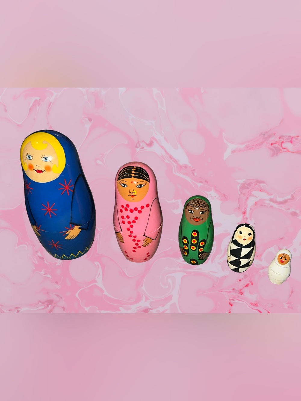 Vtg Set of 5 Russian Nesting Dolls IKEA Jutanas Matryoshka 1999